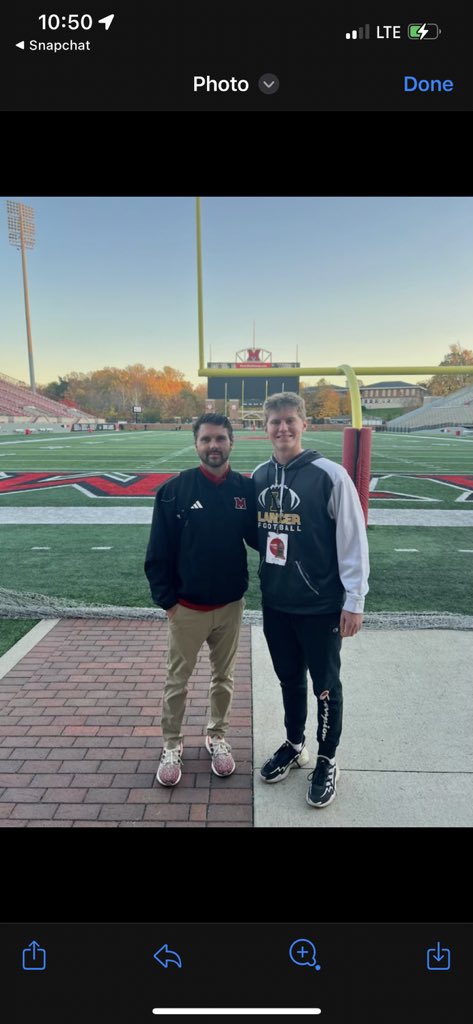 Thank you for the gameday visit <a href="/Coach_Blocker/">Kyle Blocker</a>. Great win and congratulations to Coach Martin for winning his 60th game. All-time leader in wins at the Cradle of Coaches. <a href="/Martin_Miami_HC/">Chuck Martin</a> <a href="/Coachjpatton/">James Patton</a> <a href="/LHS_Lancer_FB/">Lafayette Football</a> <a href="/JPRockMO/">JP Rock</a>