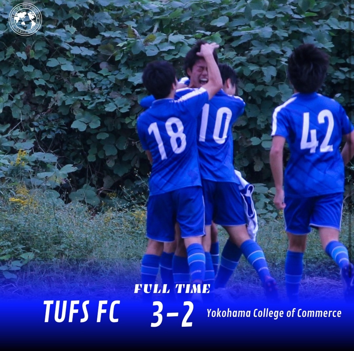 TUFSFC_Official's tweet photo. 🔹 𝗠𝗮𝘁𝗰𝗵 𝗥𝗲𝘀𝘂𝗹𝘁 🔹

🗓2024.10.27
🏆 関東大学サッカーリーグ 東京・神奈川2部第13節延期分
🏟️松蔭大学湘南キャンパス

#TUFSFC 3-2 #横浜商科大学

17戦全敗で迎えた今季最終節は、2点を先制されるもこの試合を最後に引退する山田の2Gと佐々木の1Gで逆転勝利！！！ https://t.co/ZKtvnFY4dz