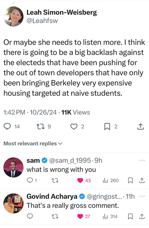 kgulbransen's tweet photo. @mateosfo @Leahfsw @RigelRobinson @RashiKesarwani Yes, and the problem thinks that by deleting her post, her defense of an assault on an elected official will just go away. https://t.co/CYHUzcrXa5