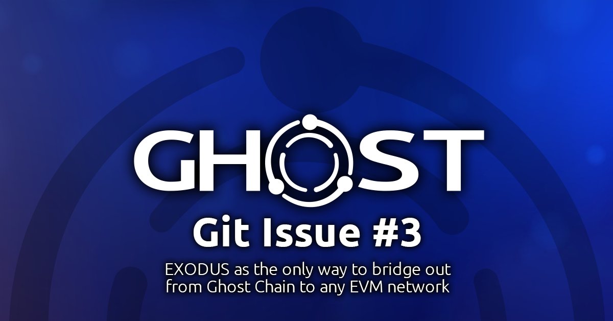 realGhostChain's tweet photo. We are looking for helpful feedback from the #Web3 Native Community

GHOST Chain #Issue3 - EXODUS as the only way to bridge out from Ghost Chain to any EVM network

Learn more 👇
🔗 https://t.co/qREdwYpWUU

#GhostChain #blockchain #substrate https://t.co/mGDHFkgNH2