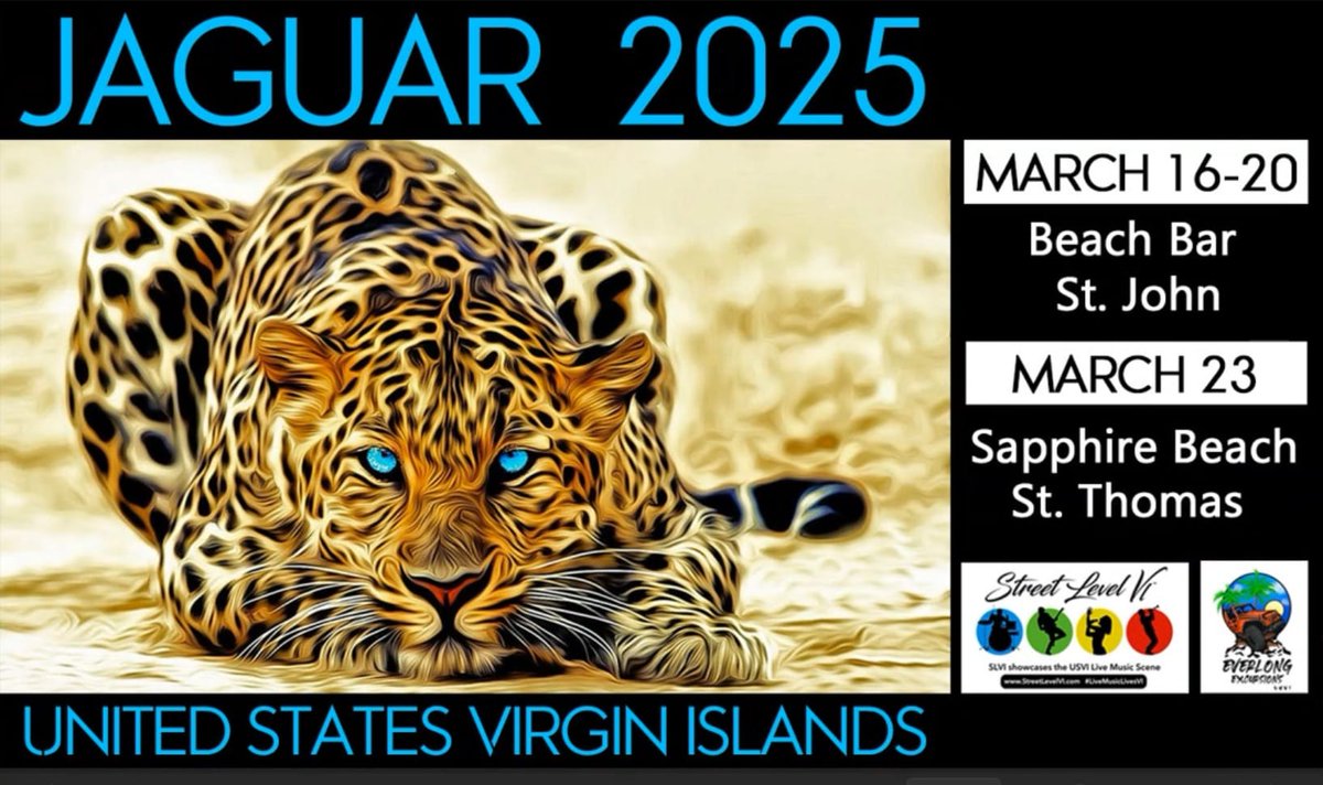 streetlevelvi's tweet photo. Jaguars band March 2025 VI Tour, St. John and St. Thomas, recommended by Street Level VI https://t.co/bEOWbfFskD