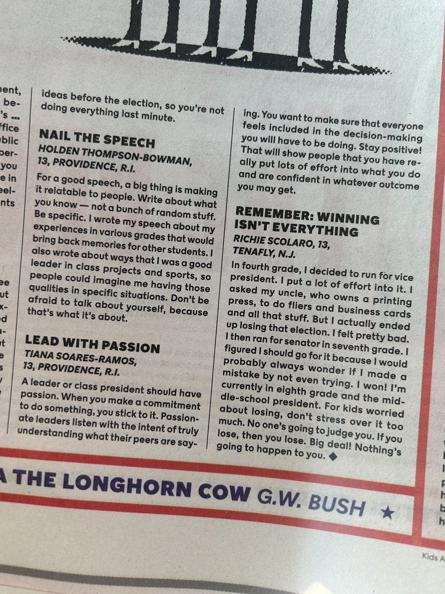 Gordonschool's tweet photo. Gordon’s student presidents spoke to reporter @taayoomurray for a piece on student elections that ran in the print-only New York Times for Kids section of today’s Times. 

Thank to the Times for giving our student leaders this opportunity to use their voice in a national forum. https://t.co/34hnClsEIV