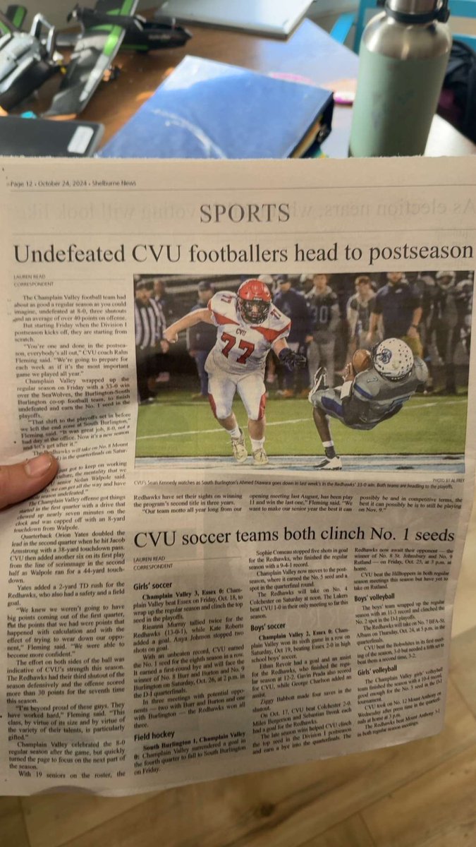Excited to be the number one seed in the Vermont High School Football Playoffs at 8-0! (9-0 now). Won the quarterfinal 63-6! Much work to be done still. 
<a href="/CVUFootball/">CVU Football</a> <a href="/ESAofMass/">Excel Massachusetts</a>