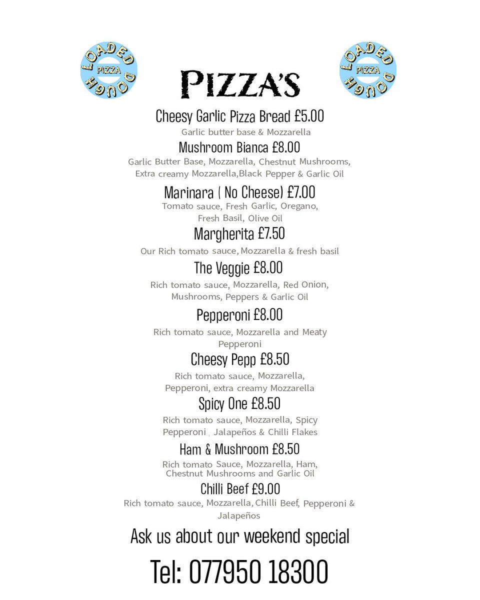 Open Now
Find us next to the Clubhouse <a href="/AbercynonRFC/">Abercynon RFC</a> 
Plenty of pizza &amp; Dessert available 
Tel: 077950 18300 
Call/Text/WhatsApp