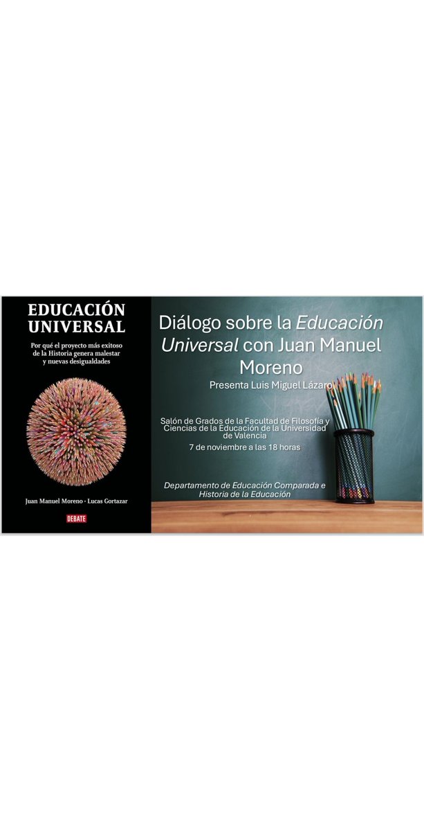 El próximo día 7 charlaremos provechosamente con Juan Manuel Moreno en la presentación de su libro con Lucas Gortazar "Educación universal".