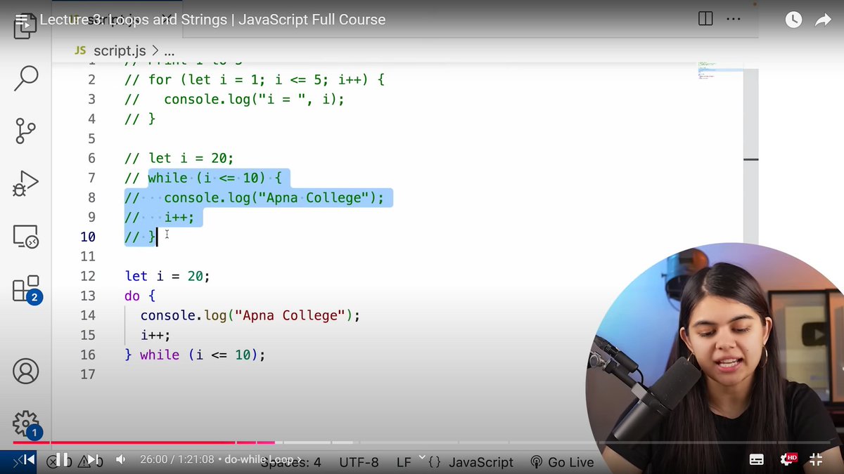 omtweet_'s tweet photo. #Day_29 of learning Web Development from @ShradhaKhapra_ and Apna College
Topics learned - Learned about Loop's: for , while , do-while loop in Java Script.
#100daysofcode https://t.co/rPR0qHAjsi
