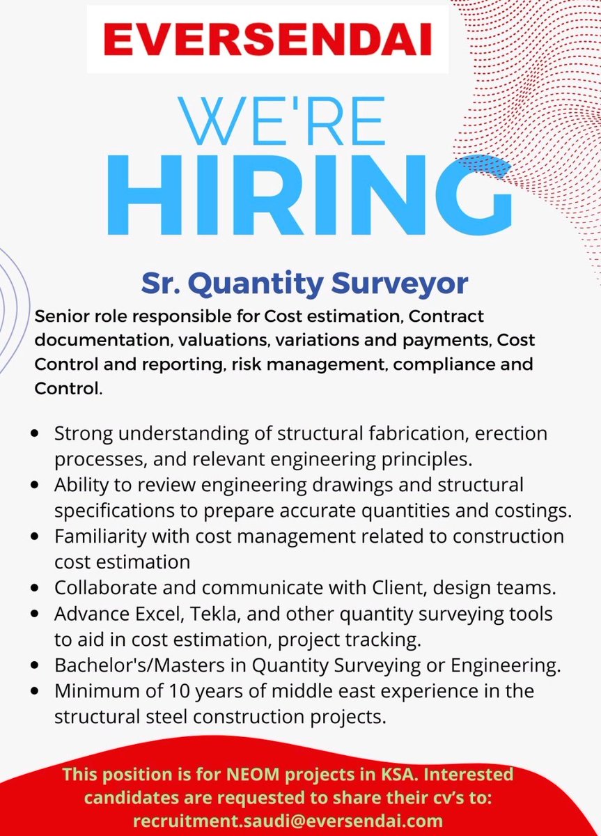 Mohandes_pon's tweet image. #JobVacancy_Alert
#uaejobs
#engineeringjobs 
#construction
#ksa
#steel 
#eversendai