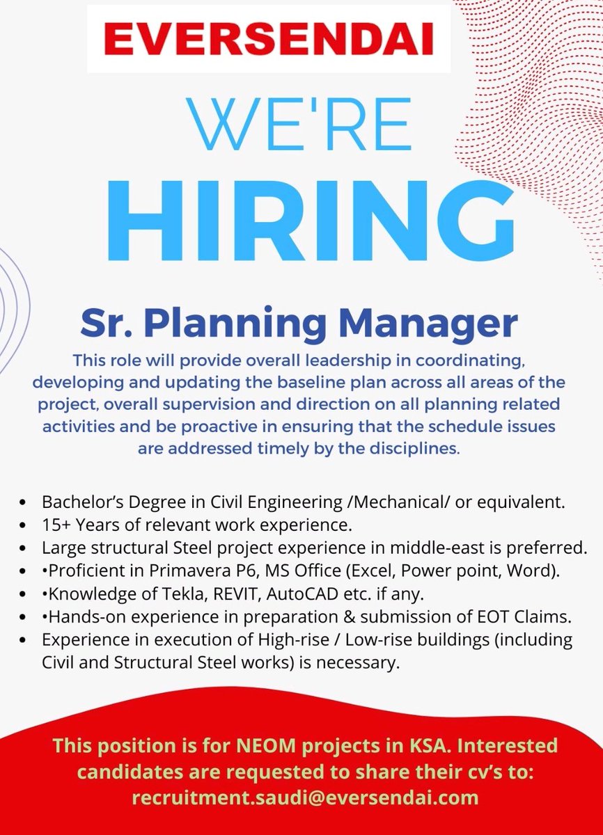 Mohandes_pon's tweet image. #JobVacancy_Alert
#uaejobs
#engineeringjobs 
#construction
#ksa
#steel 
#eversendai
