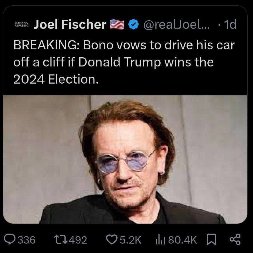 Ladies and gentlemen, we're getting the good ending. 

20 million+ illegals deported, the first men on Mars, seed oils banned, McDonald's ice cream as it should be, and Bono going Thelma and Louise head first into a canyon.