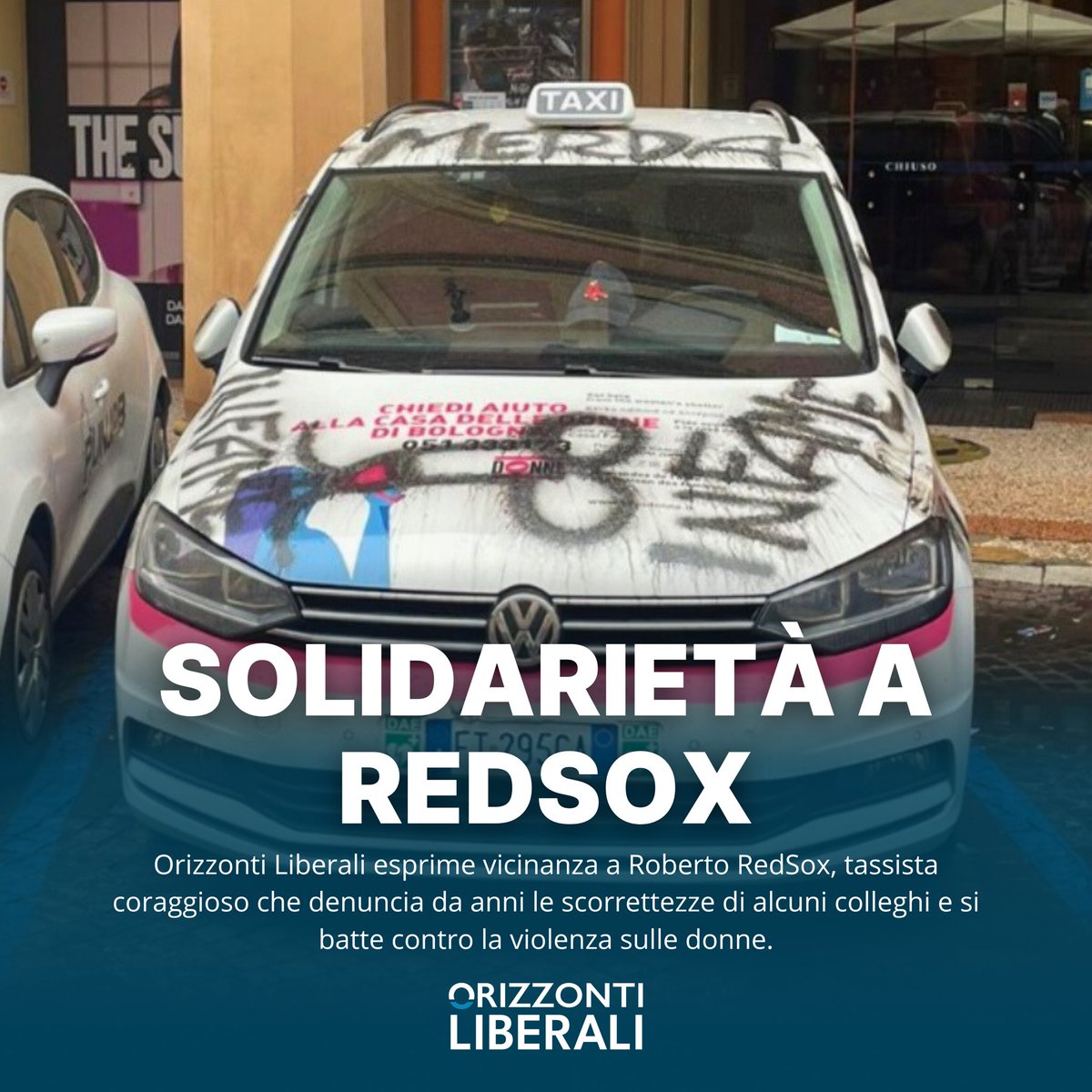 orizzonti_lib's tweet image. Orizzonti Liberali esprime solidarietà a Roberto #RedSox, tassista coraggioso che ha più volte denunciato le scorrettezze di alcuni colleghi e si batte da anni contro la violenza sulle donne. 🚖💪

Siamo al suo fianco nella lotta per giustizia e rispetto.

#SolidarietàRedSox