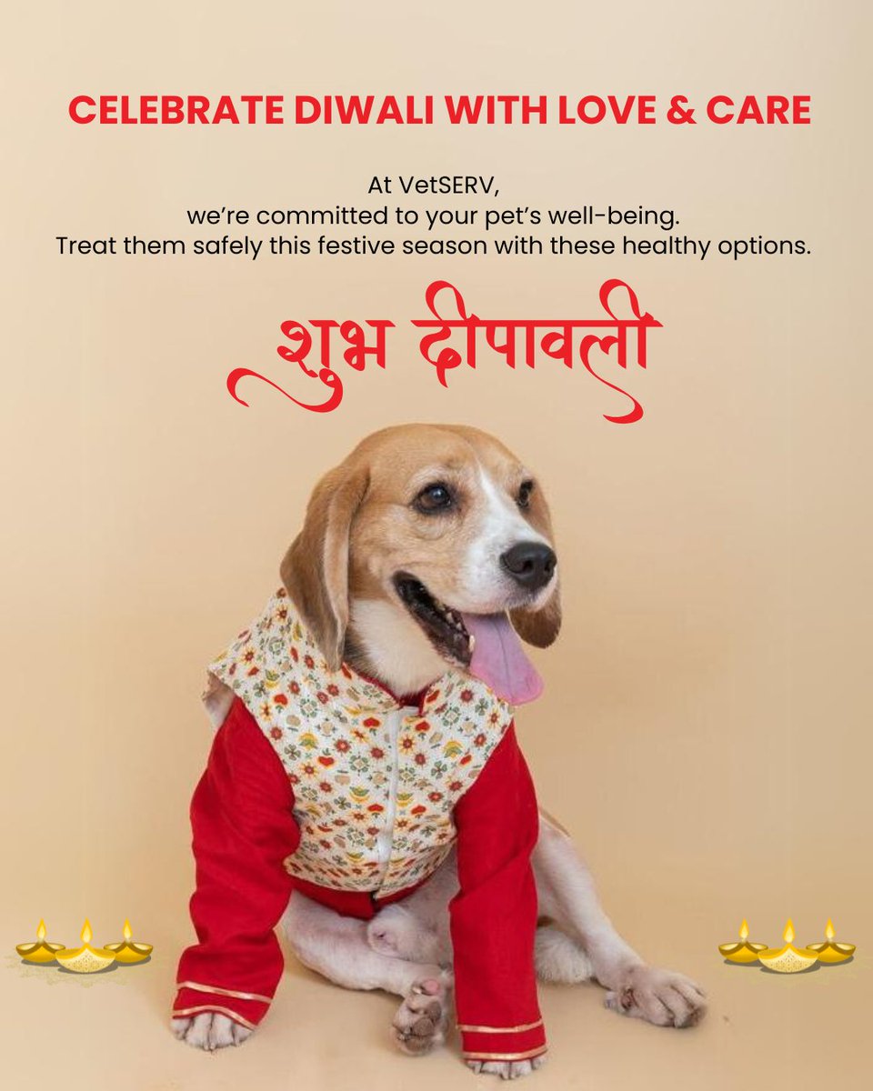 VetSERVIndia's tweet photo. 🎉🐾 Make Diwali pet-friendly! 🐶✨ Ensure your furry friends celebrate Diwali with safe treats and avoid harmful foods. 

#HappyDiwali #PetSafety #PetTreats #VetServ #DiwaliWithPets #FurryFriend #PetWellness #PetCare https://t.co/bp7XJCMmoK