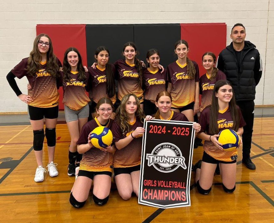 Congratulations to our Intermediate Girls Volleyball team on winning the Annual St. Joan of Arc Classic Volleyball Tournament and bringing home the banner 🎉 Go Sharks Go  🦈🏆🦈🥇🦈 #ycdsb