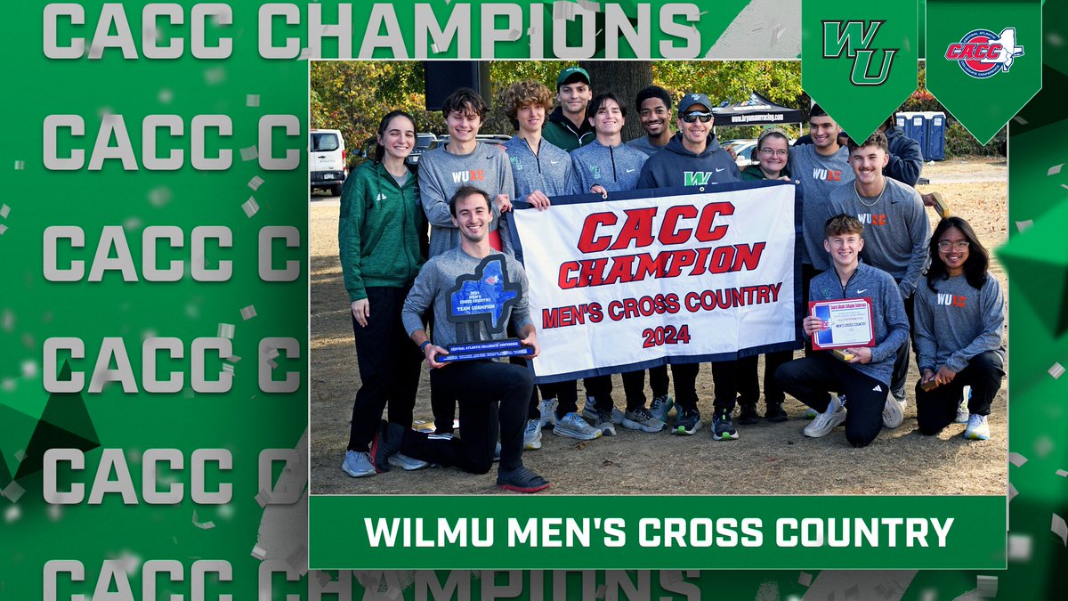 BACK-TO-BACK!!! 
#WilmUMXC captures the CACC Cross Country Championship by 18 pts over Caldwell!! It is their 8th championship, all coming since 2012! 
Earning All-CACC for finishing in the Top 15 were:
2 - Dan Wyshinski
3 - Trent Taylor
8 - Carter Sparwasser
11 - Chris Nelson
