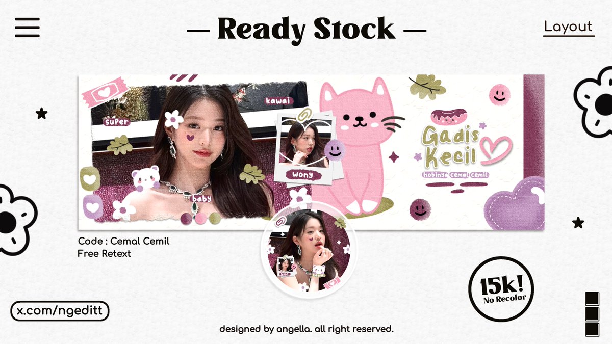 hi! mintaa rep0sttnya yah!
el ada layout ready serba-serbii wonyoung, detail tertera di pict, dm kode layoutnya langsung yaa kalau mau take! makacii #zonauang #zonaba