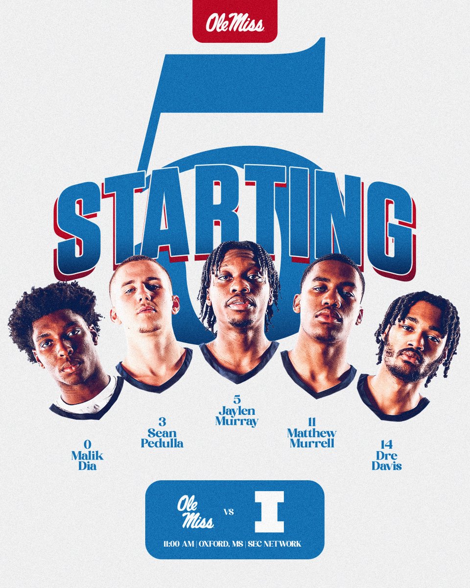 𝐒𝐓𝐀𝐑𝐓𝐈𝐍𝐆 𝐋𝐈𝐍𝐄𝐔𝐏
Ole Miss vs. Illinois