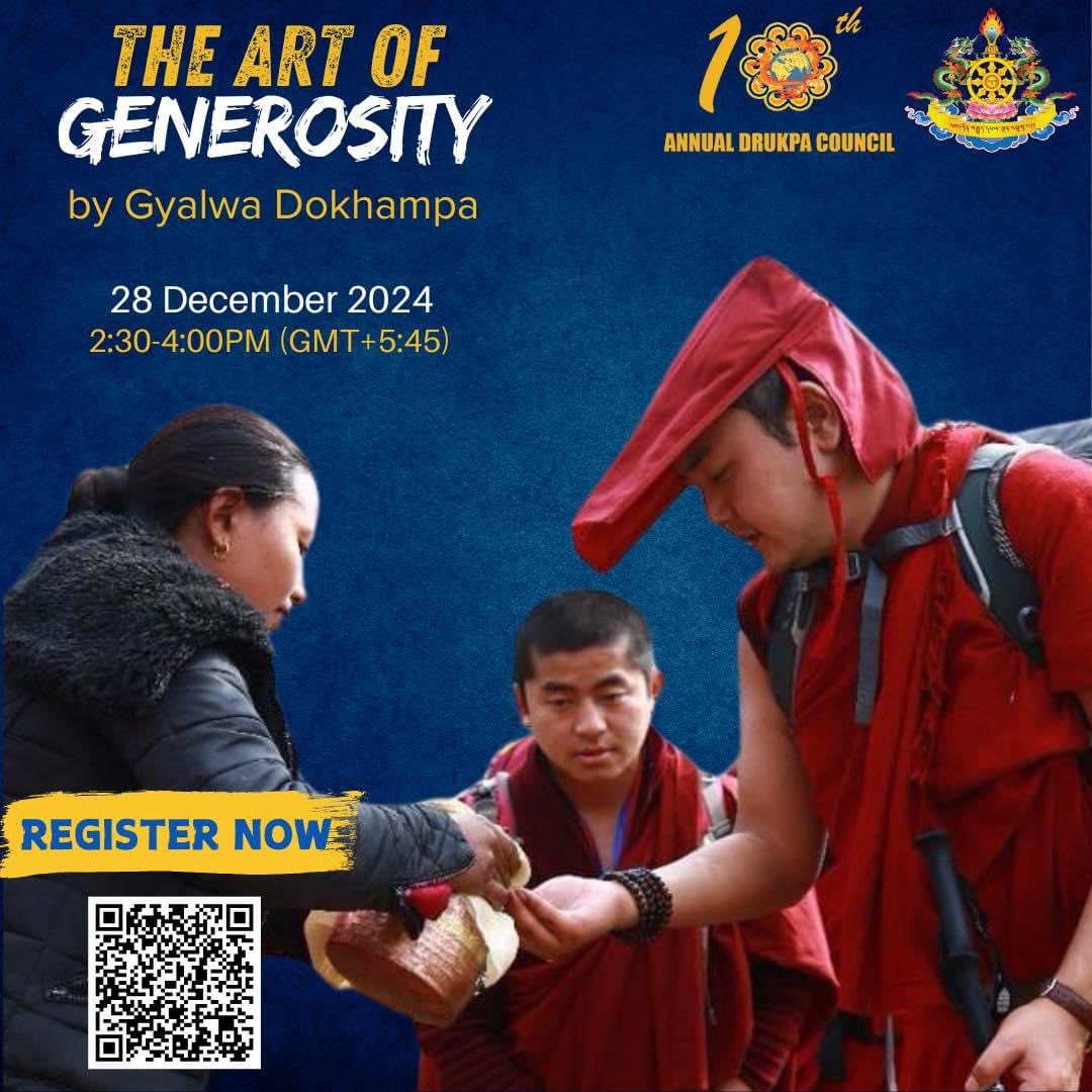 Discover the “Art of Generosity” with <a href="/GyalwaDokhampa/">Gyalwa Dokhampa</a> at the upcoming Annual Drukpa Council at the Druk Amitabha Mountain in Kathmandu, Nepal 🇳🇵 

🗓️: 28 December 2024 
⏰: 2:30 - 4:00pm (+5:45) 
 
Register NOW! ➡️ shorturl.at/QQu8r

#annualdrukpacouncil
#10ADC