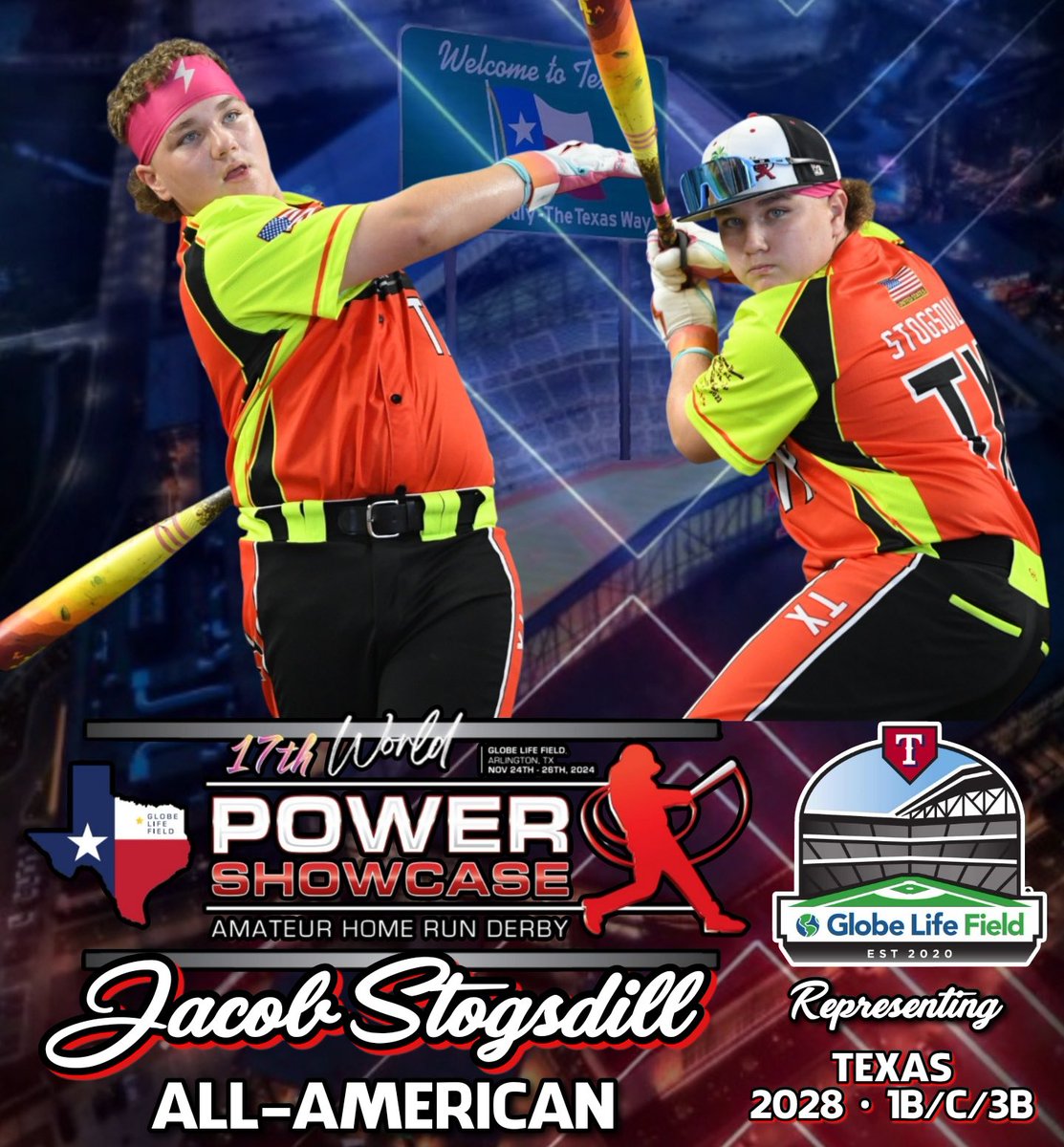The POWER SHOWCASE World Classic is pleased to announce that Student-Athlete, and top National power-hitting prospect - ‘28, 1B/C/3B - Jacob Stogsdill (O’Connor H.S., San Antonio, TX), will proudly represent Texas during the renowned 14U Home Run Derby and Babe Ruth Classic Game.