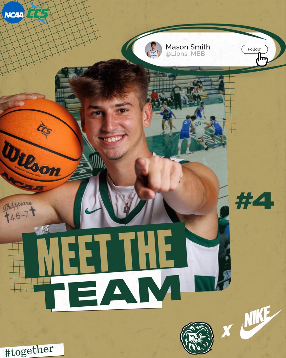 Next up freshman #4 Mason Smith. #together 

📍Hometown: Colbert, GA
📚Major: Sports Management 
🏀Favorite NBA Player: Steph Curry 
🎬Favorite Movie/TV Show: I Can Only Imagine
🎨Favorite Color: Purple
🦁Favorite part of being a Lion: The community &amp; friends I have