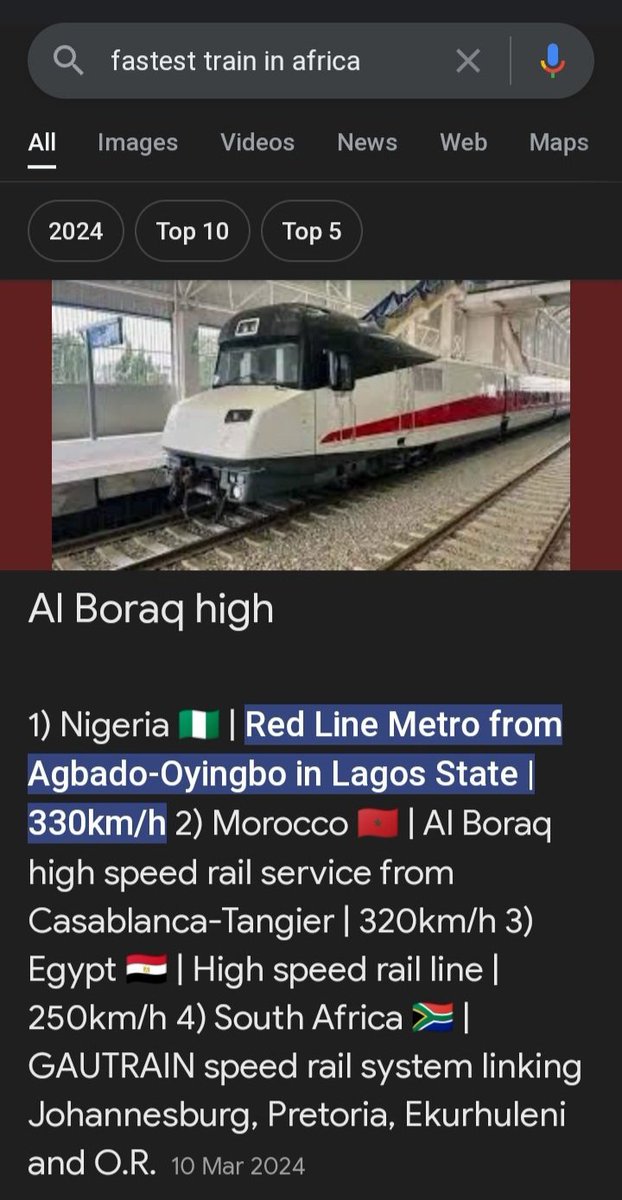 This is how misinformation spreads, and LLMs are exacerbating it. Gemini AI falsely claims that the Lagos Red Line metro is the fastest train in Africa with a 330km/h top speed.

Logically, it's impossible for a metro to have a higher operating speed than Morocco's Al Boraq.
