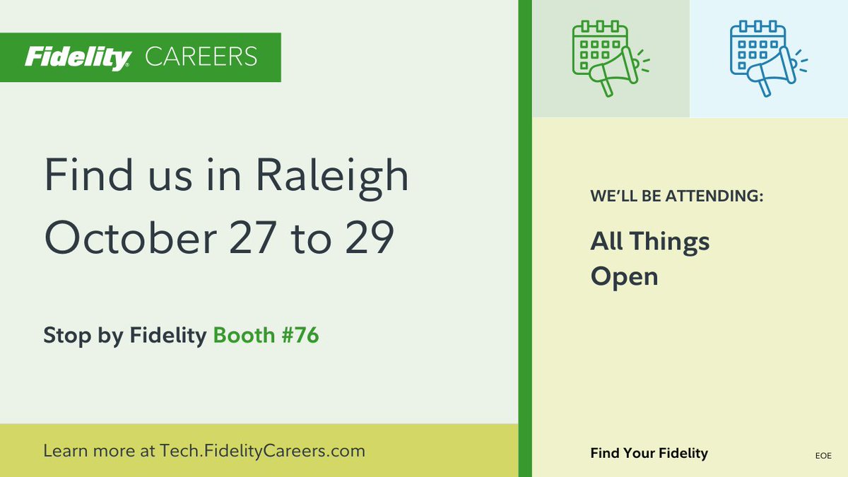 derek_mahlitz's tweet photo. I'm excited that Fidelity is once again sponsoring and attending this year's All Things Open Conference! Looking forward to connecting with you in Raleigh, NC! 🎉⭐ #FidelityAssociate https://t.co/iRIIcs23kv
