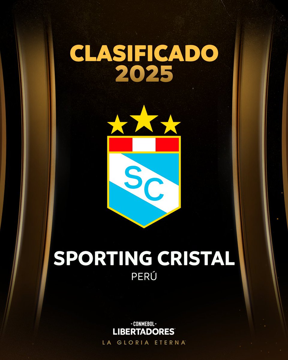 Libertadores's tweet image. 👋🇵🇪 ¡Bienvenido! @ClubSCristal se clasificó a la CONMEBOL #Libertadores 2025 🏆

🔝 Será su participación número 40° en el torneo 

#GloriaEterna