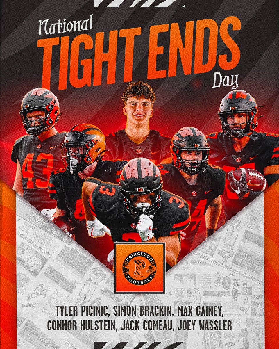 PrincetonFTBL's tweet photo. Happy #NationalTightEndsDay to our guys! 

#JUICE 🍊🥤| @CoachSibel https://t.co/Ichwb6z8Av