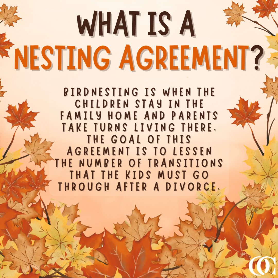 oconnor_law's tweet image. Nesting is a shared custody arrangement where children remain in the same house permanently while the parents take turns living in that house with the children. 🐤🐤🐤🐓

#NestingAgreement #ChildrenOfDivorce #ChildCustody #Parenting #Nesting