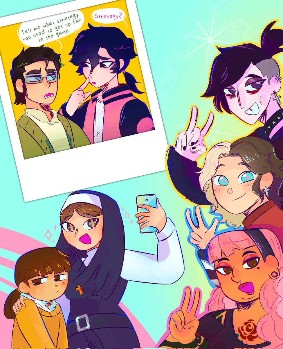 Silv__Silv's tweet photo. Personajes de los distintos casts interactuando juntos porque sí 
Quizá parte 1(?)
#disventurecamp #dctwt #disventurecamp4 https://t.co/xb6GZrSc63