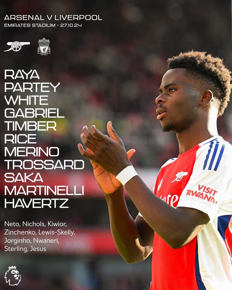 Today’s line up #ARSLIV #PremierLeague