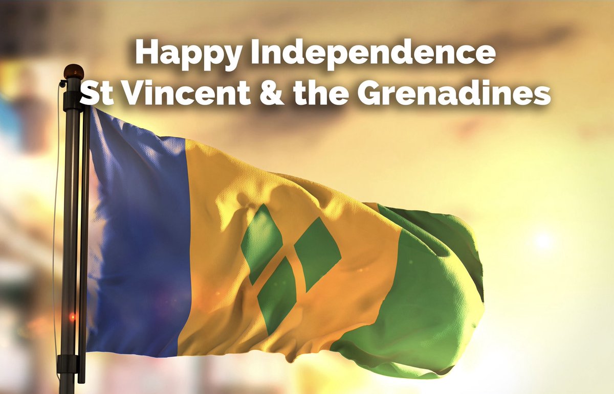 Wishing all Vincentians a Happy 45th Anniversary of Independence today! May your day of celebrations bring joy, love, unity and pride.

#SV2G #SVG #CaribbeanHistory  #StVincentandTheGrenadines #Hairouna #Yorumein #History #Heritage #Culture #Commonwealth #Caribbean #WestIndies