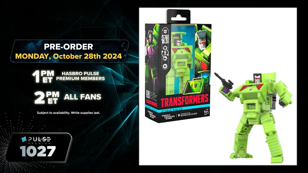 BWTF_Ben's tweet photo. Pre-orders go up TOMORROW at 1PM ET for @HasbroPulse members, then at 2PM for everyone else. #Transformers #actionfigures #Hasbro1027 #HasbroPulse https://t.co/MqcHRElDnQ