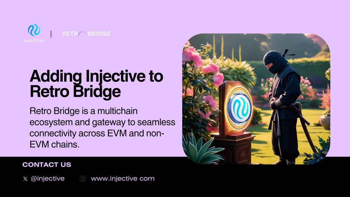 Konstan27389198's tweet photo. Hey @retro_bridge team ๐
Imagine the benefits of integrating with @Injective!
โซ๏ธ The addition of #Injective between EVM and non-#EVMchains will serve as a powerful boost to progress in the #Web3 space blockchain.
โซ๏ธ With Injective's efficiency, Retro Bridge users will enjoy minimal fees and lightning fast transactions.
โซ๏ธ Scaling for future growth.
Retro Bridge is a multichain ecosystem and gateway to seamless connectivity across EVM and non-EVM chains.