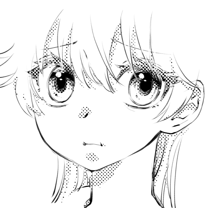 若干模写気味でらくがきした。
絵の隙間に拡大して描いたんでサイズがめちゃくちゃ小さいからトーンのドットがでかい。
ちぃさんに「何でそんなとこに描くんだよ絵上手い人わけわからんことするよね」って褒められた。(?) 