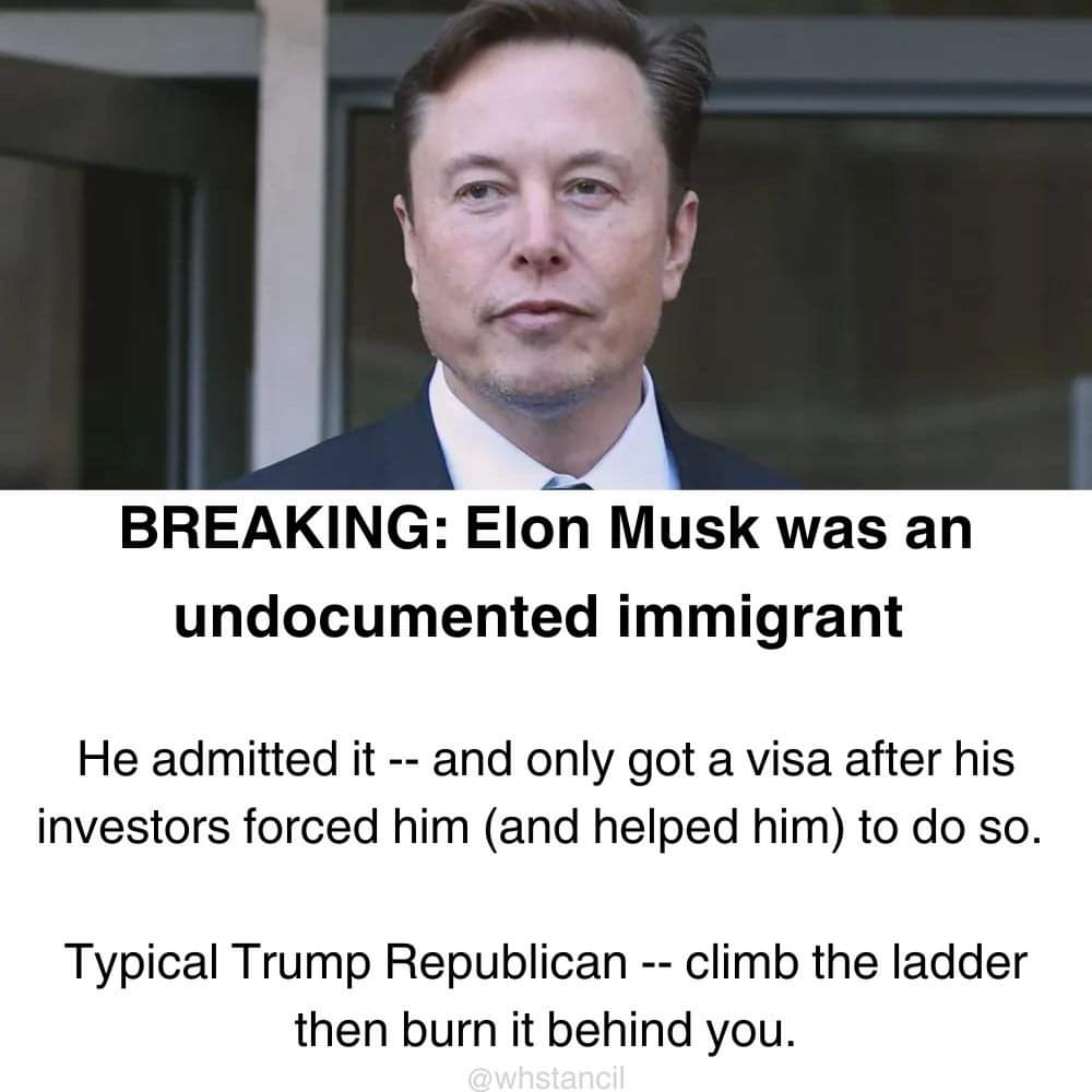 Raampz42's tweet photo. @elonmusk @elonmusk How can You have and justify a hate speech against immigrants when You were an ilegal Alien Too??? https://t.co/OMb9PQiVCX