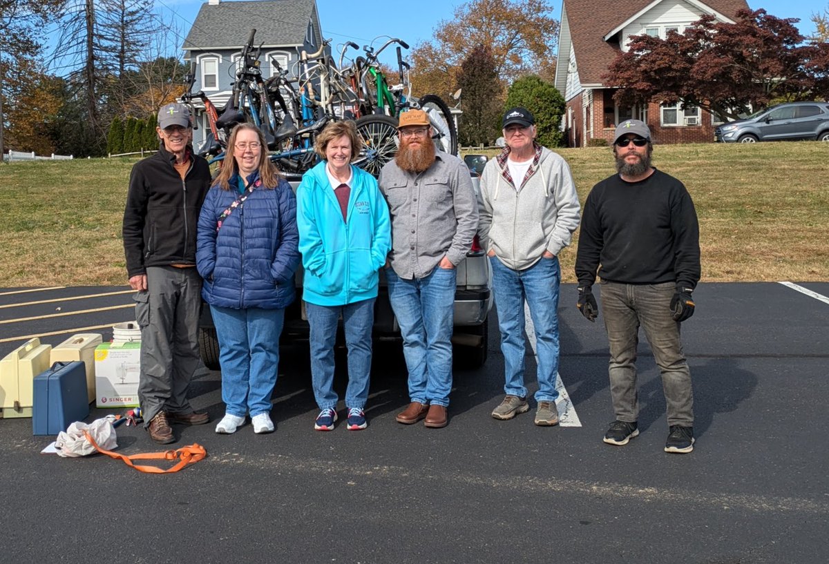 Thanks to the Pilgrim Presbyterian Church in Phillipsburg: 21 bikes, 4 sewing machines, and some very shady looking characters.