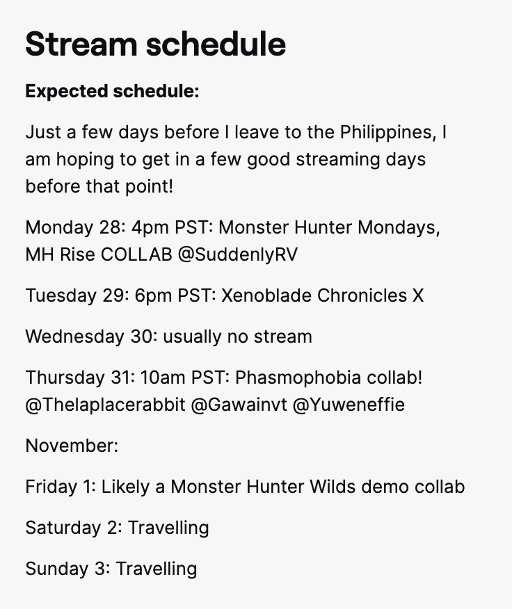 kellynmcfinch's tweet photo. Schedule this week, you bet the MH Wilds demo will be crazy oversaturated, but that probably would not stop me from trying to stream it! https://t.co/Ruk5rDh1eb