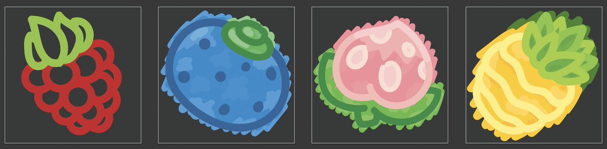 Meladrenaline's tweet image. Pokémon Berries also getting charms, this order. 😊 May not get Razz done in time, but we'll see how I'm feeling, later. 😴

#OranBerry #PechaBerry #PinapBerry #Pokémon