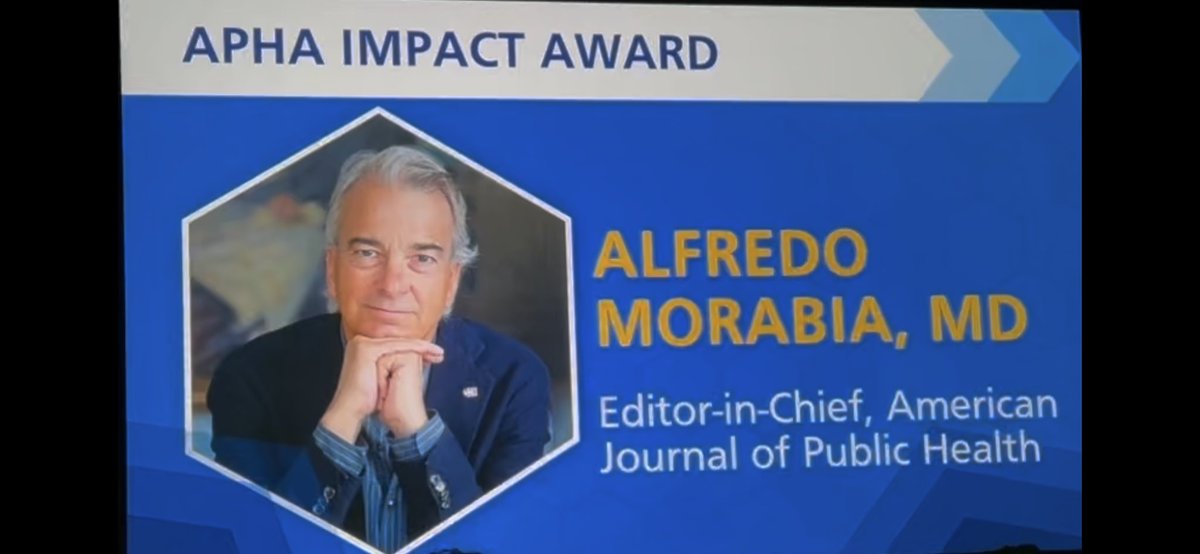 “Congratulations to Dr. Alfredo Morabia, MD, on receiving the APHA Impact Award! His leadership as Editor-in-Chief of the American Journal of Public Health continues to drive meaningful change in public health research and advocacy. Well-deserved recognition! #APHA2024.