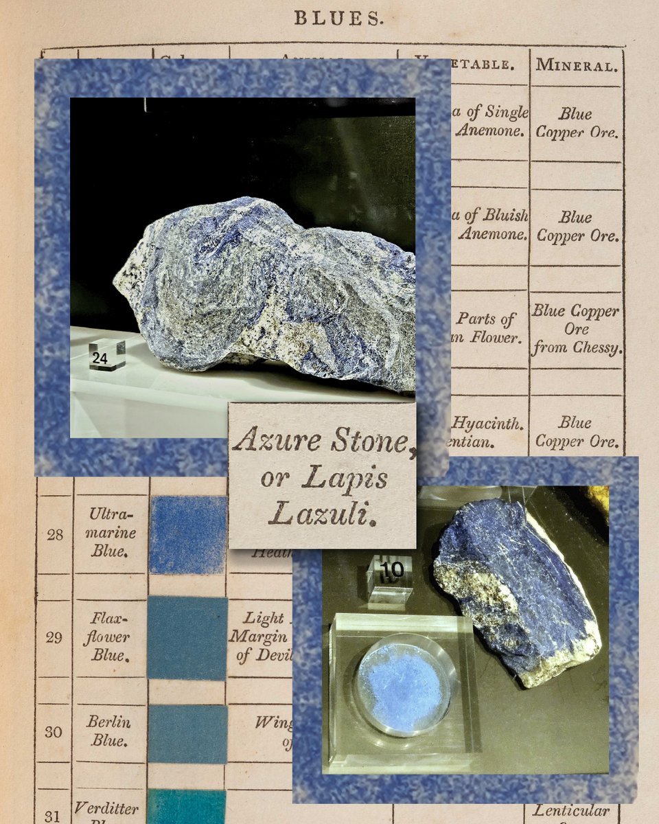 And for our ultramarine mineral we have “Azure stone, or Lapis Lazuli,” an intensely blue stone coloured by minerals within such as lazurite.

For centuries lapis lazuli was used to create the finest and most expensive pigment - ultramarine! 💎