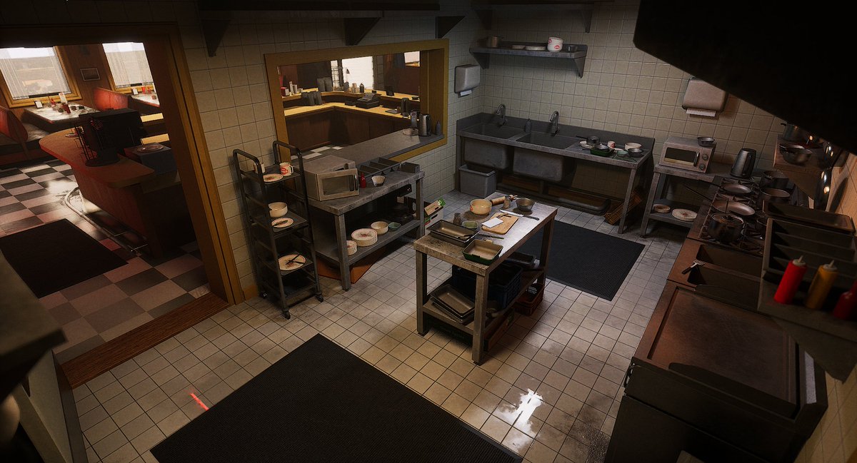 Took a little bit of a break from my diner environment but I am back at it! Working on the kitchen right now.