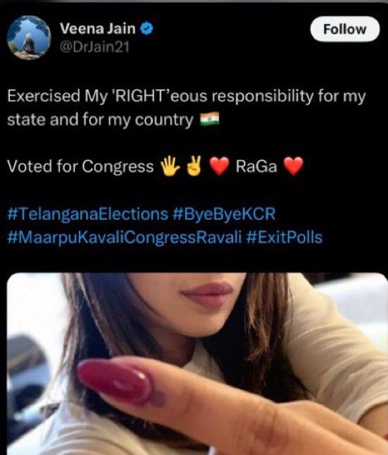 HPhobiaWatch's tweet photo. Veena Khan left her religion &amp; nationality to vote for khangress 

Cant you leave your houses for half an hour &amp; vote for Priest King Modi? https://t.co/vABg29i7mJ