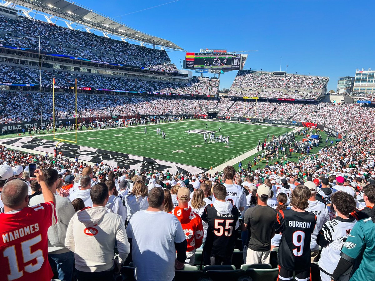 SportsTripsPHL's tweet photo. We’re at Paycor Stadium, ready for another Birds takeover. LET’S GO 🦅🏈 #GOBIRDS
#PhillySportsTrips | #GameDay | #PaycorStadium https://t.co/S55aj063hX