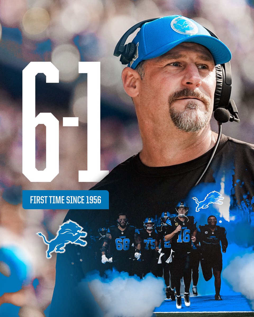 Detroit Lions PR (@lionspr) on Twitter photo The <a href="/Lions/">Detroit Lions</a> are 6-1 this year, their best start to a season since 1956.
#OnePride The <a href="/Lions/">Detroit Lions</a> are 6-1 this year, their best start to a season since 1956.
#OnePride