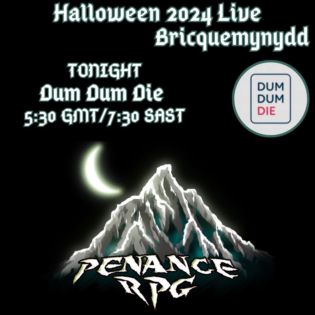 Tonight With @dumdumdie
Join us for our annual #Halloween series! This time set in the small settlement of Bricquemynydd
twitch.tv/penancerpg
#fantasy #Halloween #horror #podcast #podcasting #HomeBrew #ActualPlay #gaming #Comedy #DnD #StoryTelling #humorous