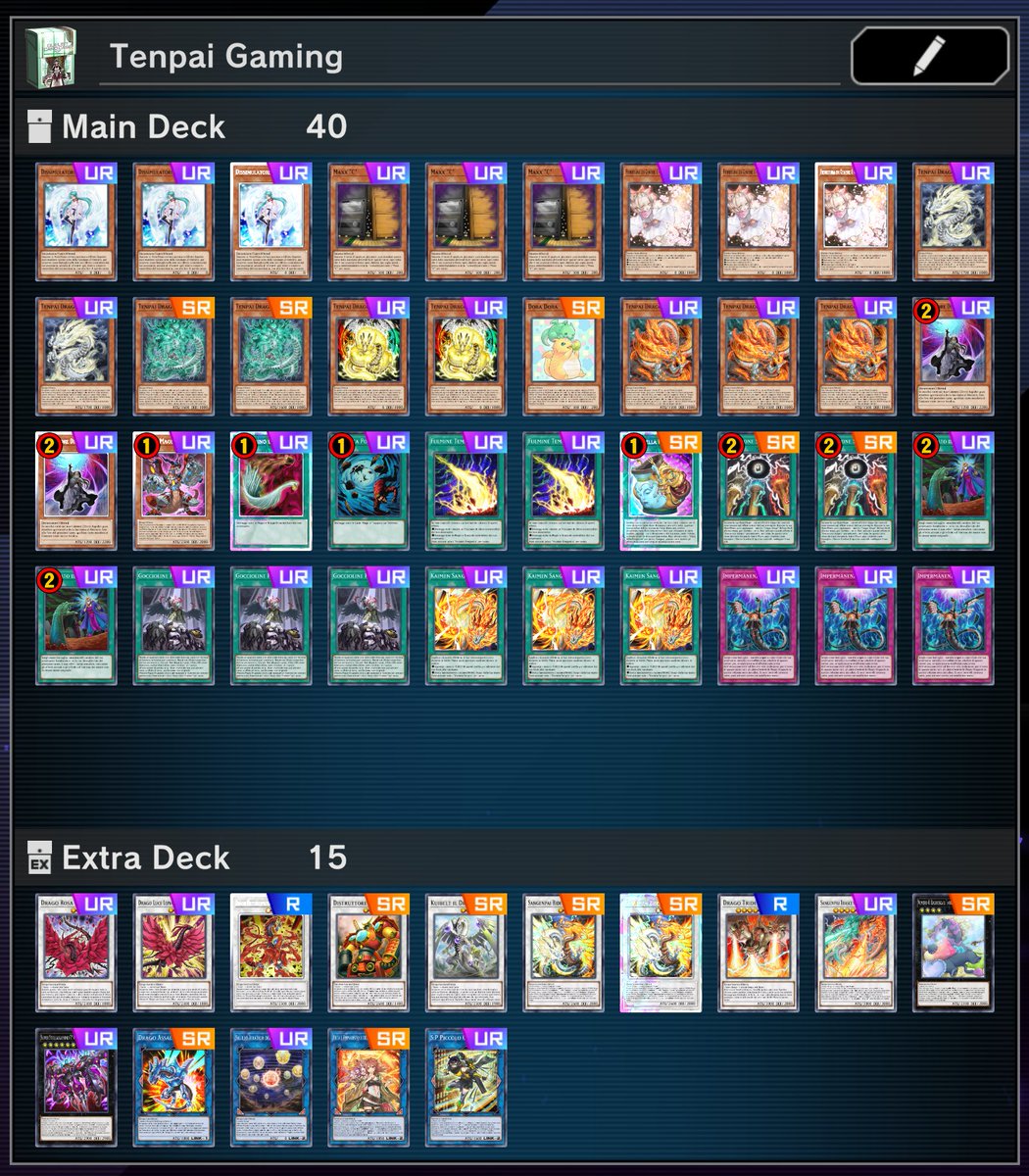 fr3nk28's tweet photo. Top 8 (12th place after swiss, 5-2) at @Gamebreak0r 512 player Master Duel Challenger Cup.

Played mostly Tenpai, but I also switched to Yubel for some of the top cut games. https://t.co/RqjNPLpDUO