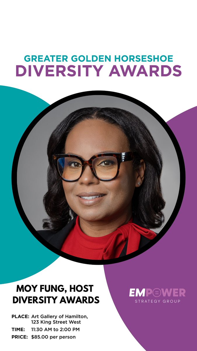 EMPOWER Strategy Group (@empowersg) on Twitter photo We're excited to welcome @moyfung as
Host @ the inaugural Greater Golden Horseshoe Diversity Awards &Luncheon-Oct.30@ 11:30AM <a href="/AGH/">Emily Waller</a> Tks rb.gy/f5fbjb #diversity #inclusion #impact <a href="/HipcHamilton/">HIPC</a> <a href="/TheSpec/">Hamilton Spectator</a> <a href="/CBCHamilton/">CBC Hamilton</a> @MatthewGreenNDP <a href="/EasyThePianoMan/">Kojo Easy Damptey</a> <a href="/HCCI1/">Hamilton Centre for Civic Inclusion (HCCI)</a> <a href="/HamCommFdn/">Hamilton Community Foundation</a> We're excited to welcome @moyfung as
Host @ the inaugural Greater Golden Horseshoe Diversity Awards &Luncheon-Oct.30@ 11:30AM <a href="/AGH/">Emily Waller</a> Tks rb.gy/f5fbjb #diversity #inclusion #impact <a href="/HipcHamilton/">HIPC</a> <a href="/TheSpec/">Hamilton Spectator</a> <a href="/CBCHamilton/">CBC Hamilton</a> @MatthewGreenNDP <a href="/EasyThePianoMan/">Kojo Easy Damptey</a> <a href="/HCCI1/">Hamilton Centre for Civic Inclusion (HCCI)</a> <a href="/HamCommFdn/">Hamilton Community Foundation</a>