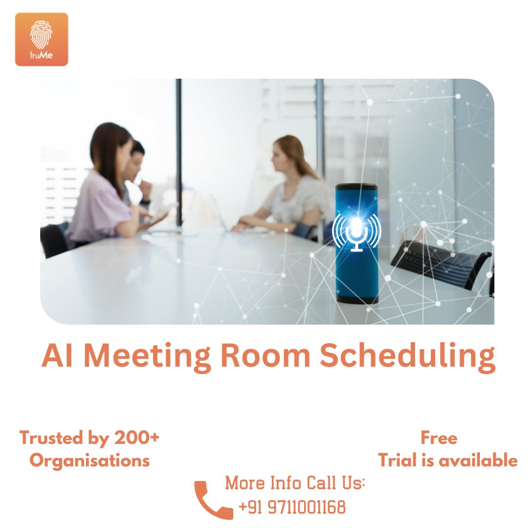 truMe_io's tweet photo. One persistent challenge company face with hybrid work setups is managing office space efficiently. Meeting rooms, in particular, often go underutilized, wasting resources and reducing productivity.
Learn More: https://t.co/zPWIzyJcho
#aimeetingroomscheduling #truMe #ai https://t.co/RYLo4eXtlI