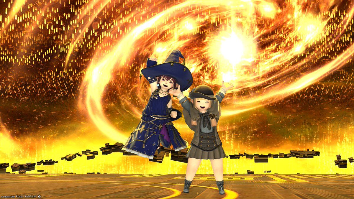 NaoFF144's tweet photo. メインクエ:黄金のレガシーやっとエンディングみれた★

◆手伝ってくれたゼロﾁｬと
◆◆音楽堂の門の上で
◆やげんﾁｬ初挑戦なのにあっさり登ってきてﾋﾞｯｸﾘ‼

( *´艸｀)楽しかった★ありがと

#FF14　＃ガル鯖 https://t.co/Jb8EjALGr1