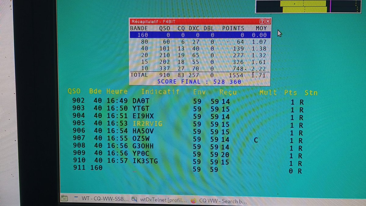 End for me for CQ WW SSB 2024, good contest and best score for me. <a href="/cqww/">CQWW Director</a> #Contest <a href="/RadioamateurOrg/">Radioamateur.Org</a> <a href="/ref_info/">REF</a>