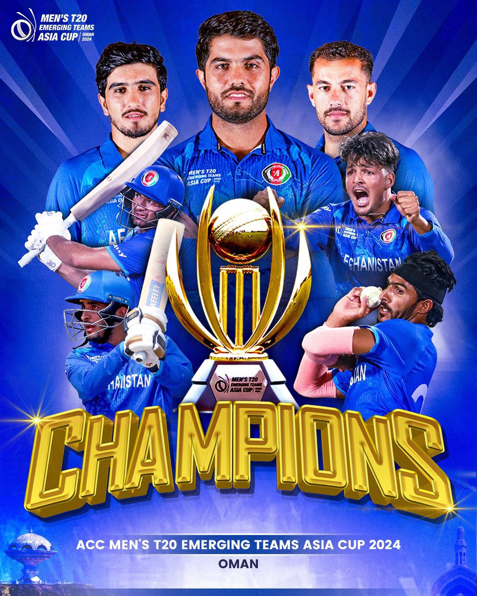 wobbleseamer's tweet photo. 𝗕𝗢𝗪 𝗗𝗢𝗪𝗡 𝗧𝗢 𝗧𝗛𝗘 𝗖𝗛𝗔𝗠𝗣𝗜𝗢𝗡𝗦! 🏆

Afghanistan 'A' have done it! They clinched the champions title with a 7-wicket victory over the Lions in a thrilling finale. 

#MensT20EmergingTeamsAsiaCup #ACC https://t.co/AGa5TFnvaW